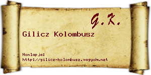Gilicz Kolombusz névjegykártya